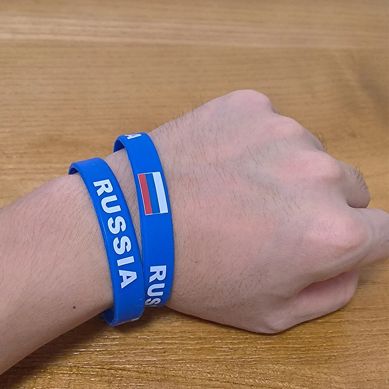 2pcs Russia National Flags Wristbands Sports Silicone Bracelet Men Women Rubber Band Patriotic Commemorative Fashion Accessory