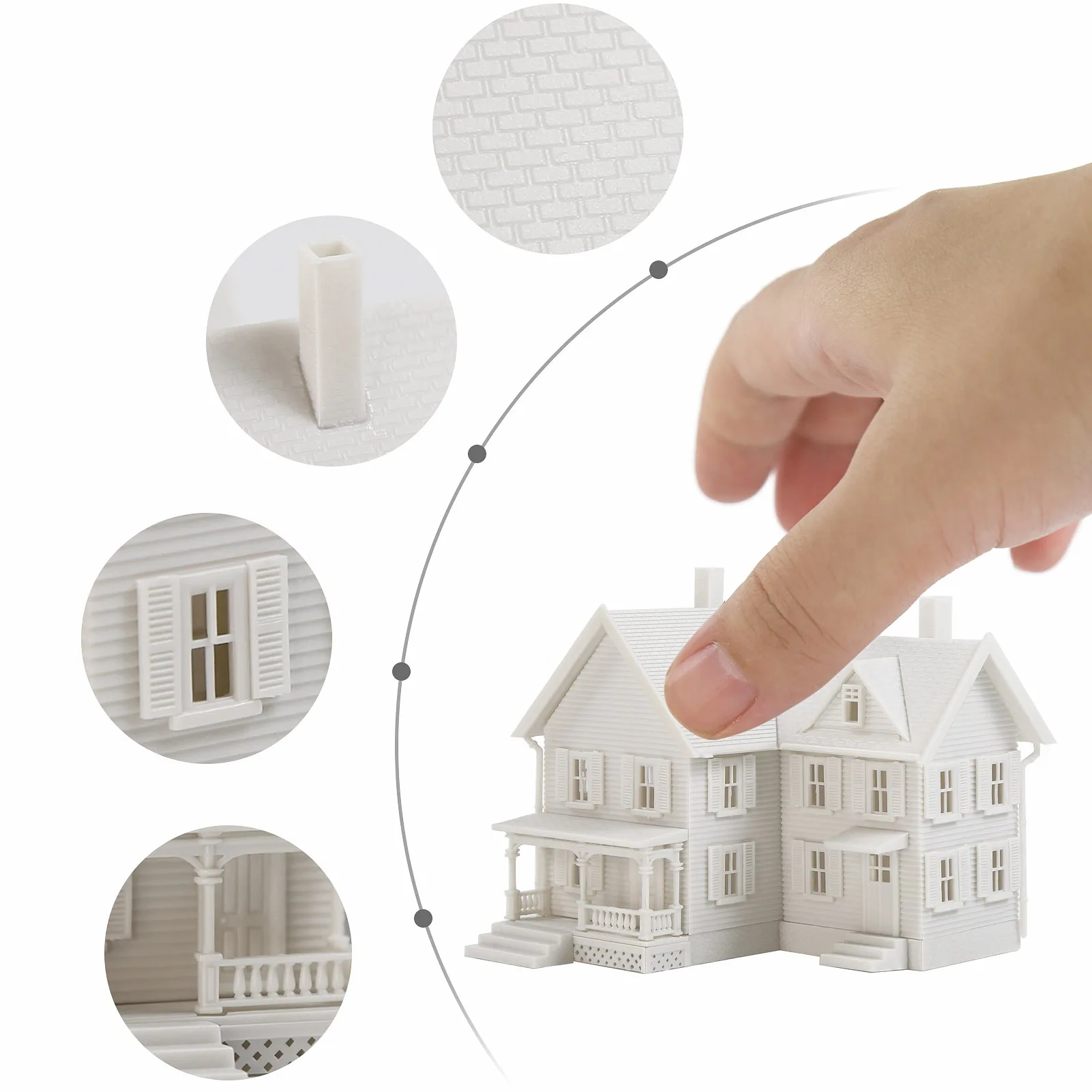 Evemodel N Scala 1:160 Modello Dwelling House Kit a due piani con portico smontato non verniciato JZN5885JJ