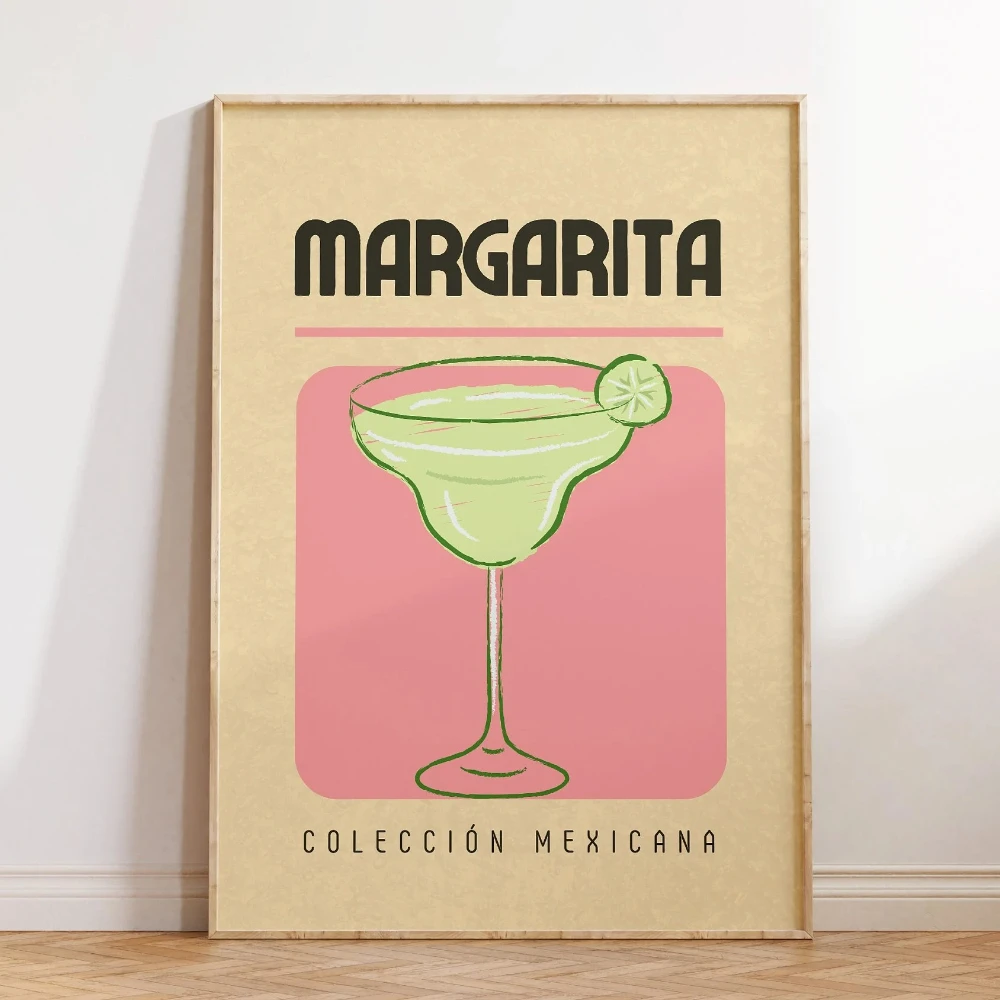 المكسيكي ملصق فني المشروبات والآيس كريم تيكيلا الحد الأدنى خمر الجدار الديكور قماش طباعة ديكورات للحانات المنزل هدية مثالية