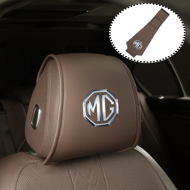 모리스 가라지 MG 6 3 5 7 TF ZR ZS HS GS GT 헥터 RX5 RX8 350 550 건담용 자동차 헤드레스트 수납 커버 가죽 목베개 커버 썸네일 3