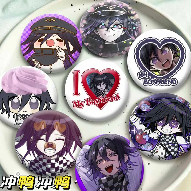 Kokichi Oma Cartoon Badges Game Danganronpa Round Brooch Otaku Culture Jewelry Pins Gifts Backpack Clothes Hat Decor Accessories