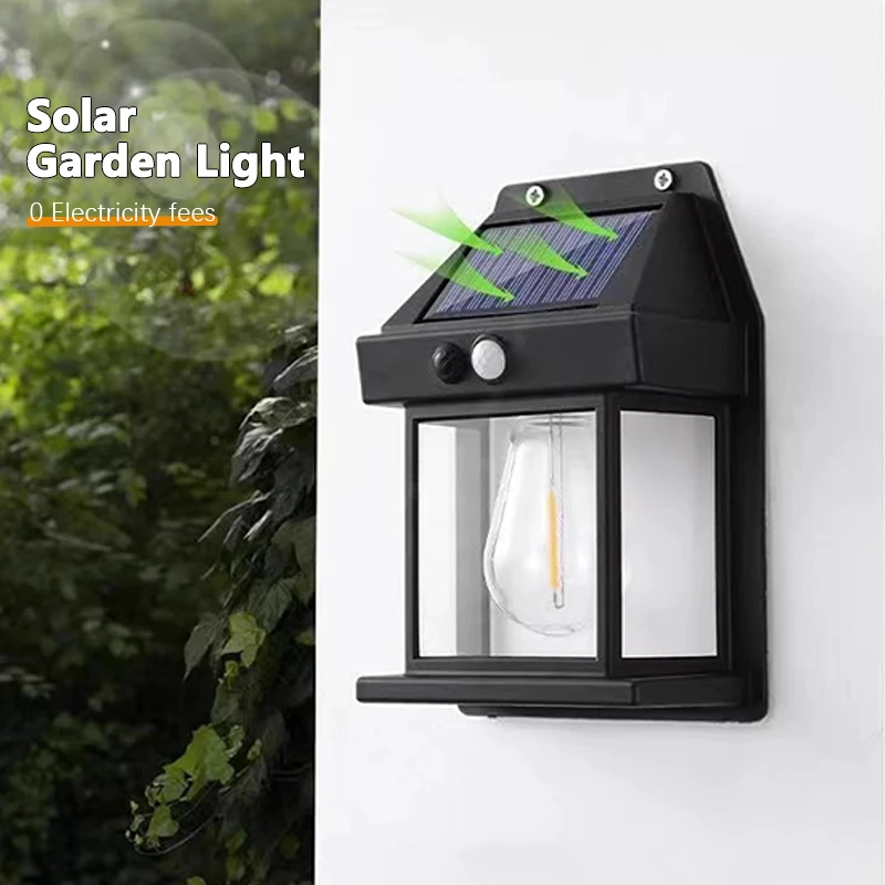 LED Solar Tungsten  Light Outdoor IP65 Waterproof Lamp Motion Sensor Wall Lamp Garden Porch Path Courtyard Decoration Lighting