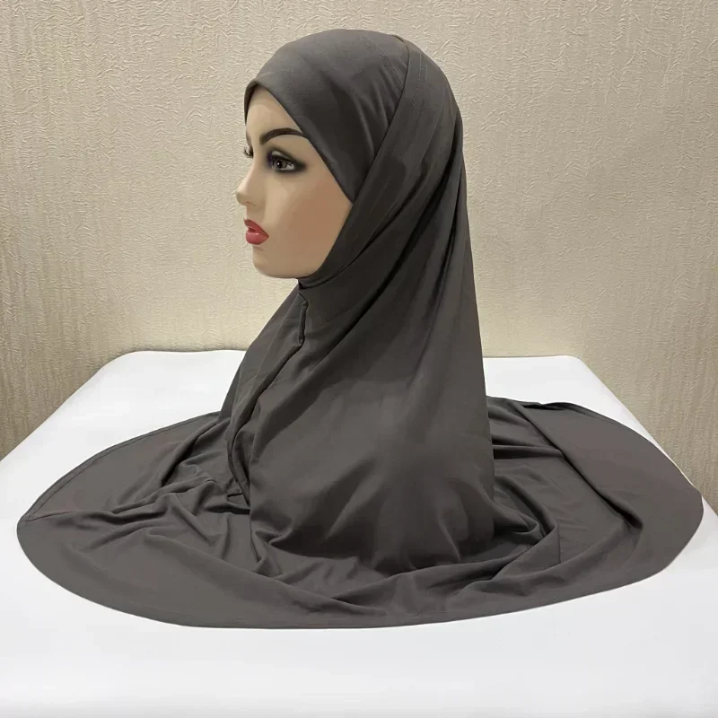 70x60cm liso de duas peças tamanho grande hijab muçulmano com parte interna do queixo feminino amira puxar pronto para usar hijabs femininos de alta qualidade