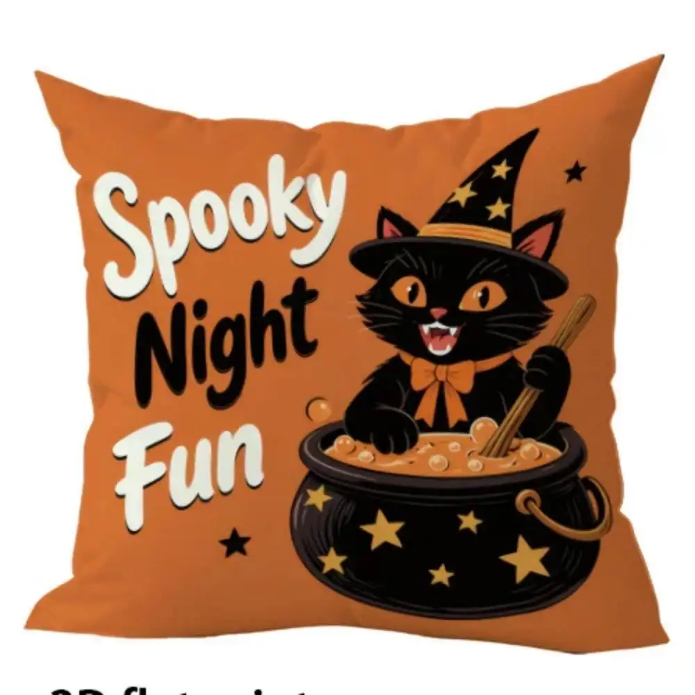 Vintage Halloween Skull Black Cat Throw Pillow Covers Set of 4 Gothic Cushion Cases New Arrival Hot Sale Decor for Sofa Bed