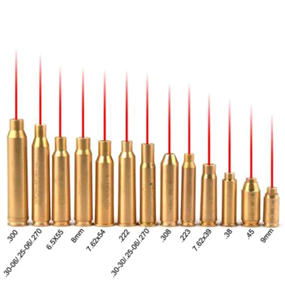 New Red Bore Dot Laser Brass Boresight CAL Cartridge Bore Sighter For Scope Hunting Adjustment .223 7.62 9MM .308