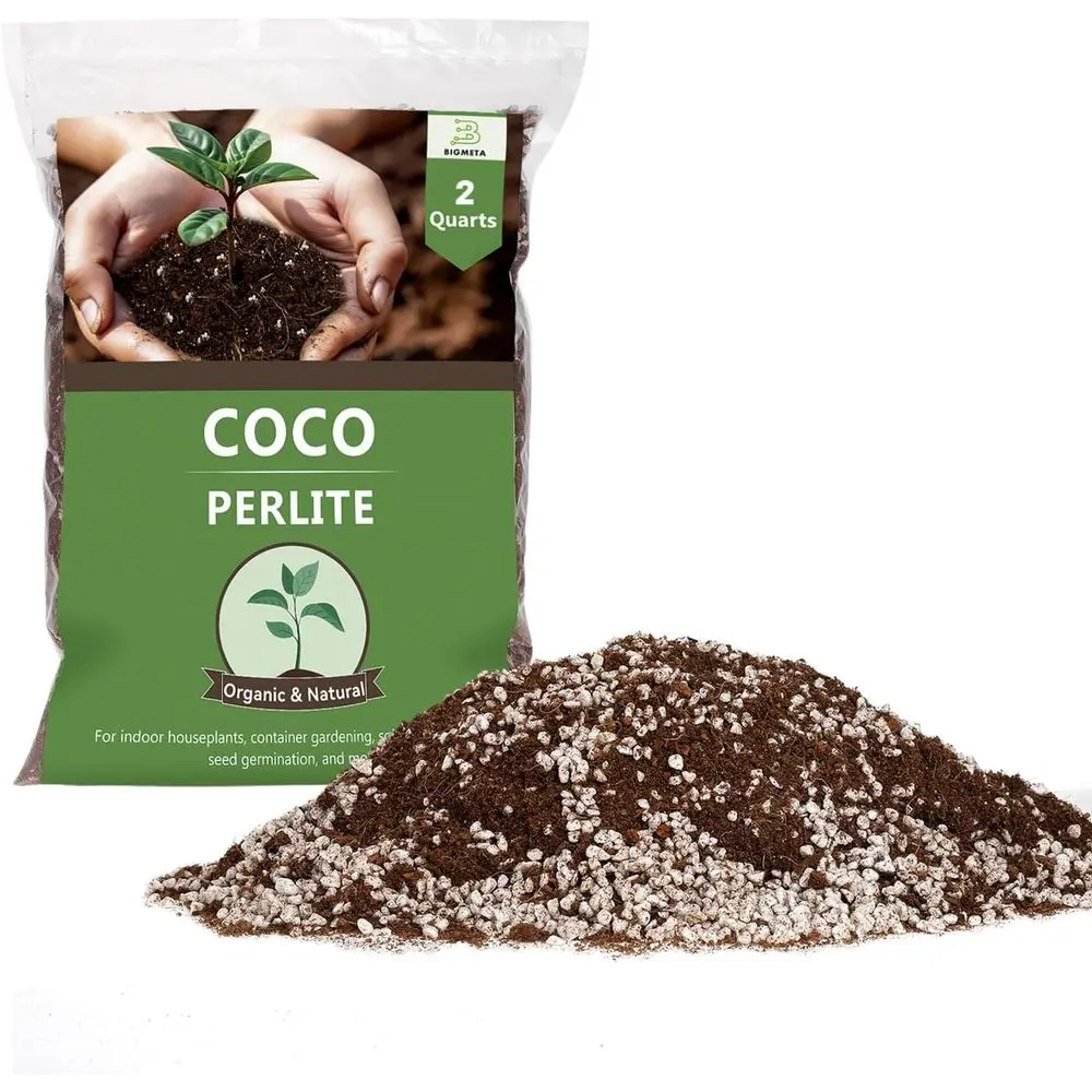 Mezcla de Perlita - Retiene la Humedad, Mejora la Drenación y la Aireación - Mezcla para Macetas, Tierra Orgánica Suelta para Plantas de Interior, 2 Cuartos de Galón