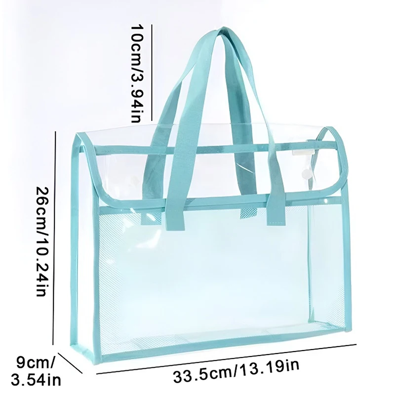 Large Capacity Portable Handheld Folder Transparent Waterproof Expandable PVC Self-Adhesive File Storage Bag Office Supplies