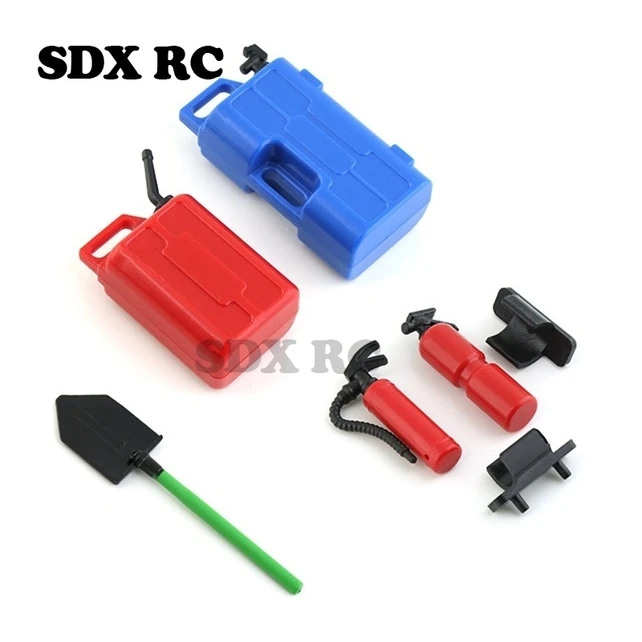 

5pcs Simulation Extinguisher Shovel Fuel Tank Decoration for 1/8 1/10 RC Crawler Car Axial SCX10 TRX4 RC4WD D90 Redcat