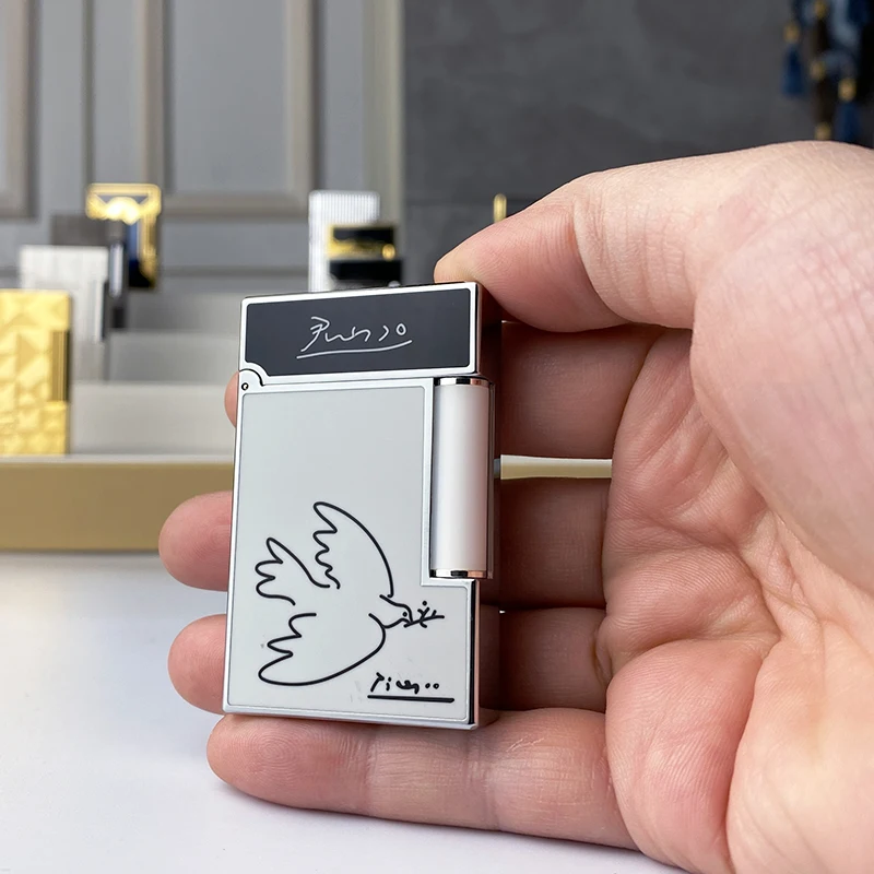 New commemorative edition single and double flame luxury lighter Ping Sound natural paint cigarette smoking butane lighter 18138