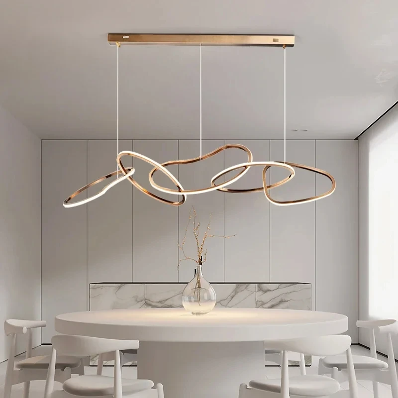 Modern Rings Pendant Lights Black&Golden for Living Dining Room Bedroom Ceiling Chandelier Lamps Indoor Hanging Lighting Fixture