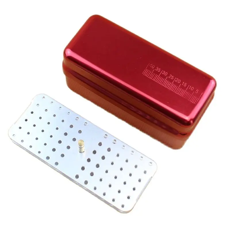 1Pcs Dental 72 Holes Endo Box Aluminum Disinfection Box Autoclave Endo Case Diamond Bur Holder Dentistry