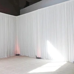 3x6 Meter/10x20 Feet Luxury White Silk Wedding Backdrop Event Party Banquet Backdrop Drapes Curtain Hotel Stage Background Panel