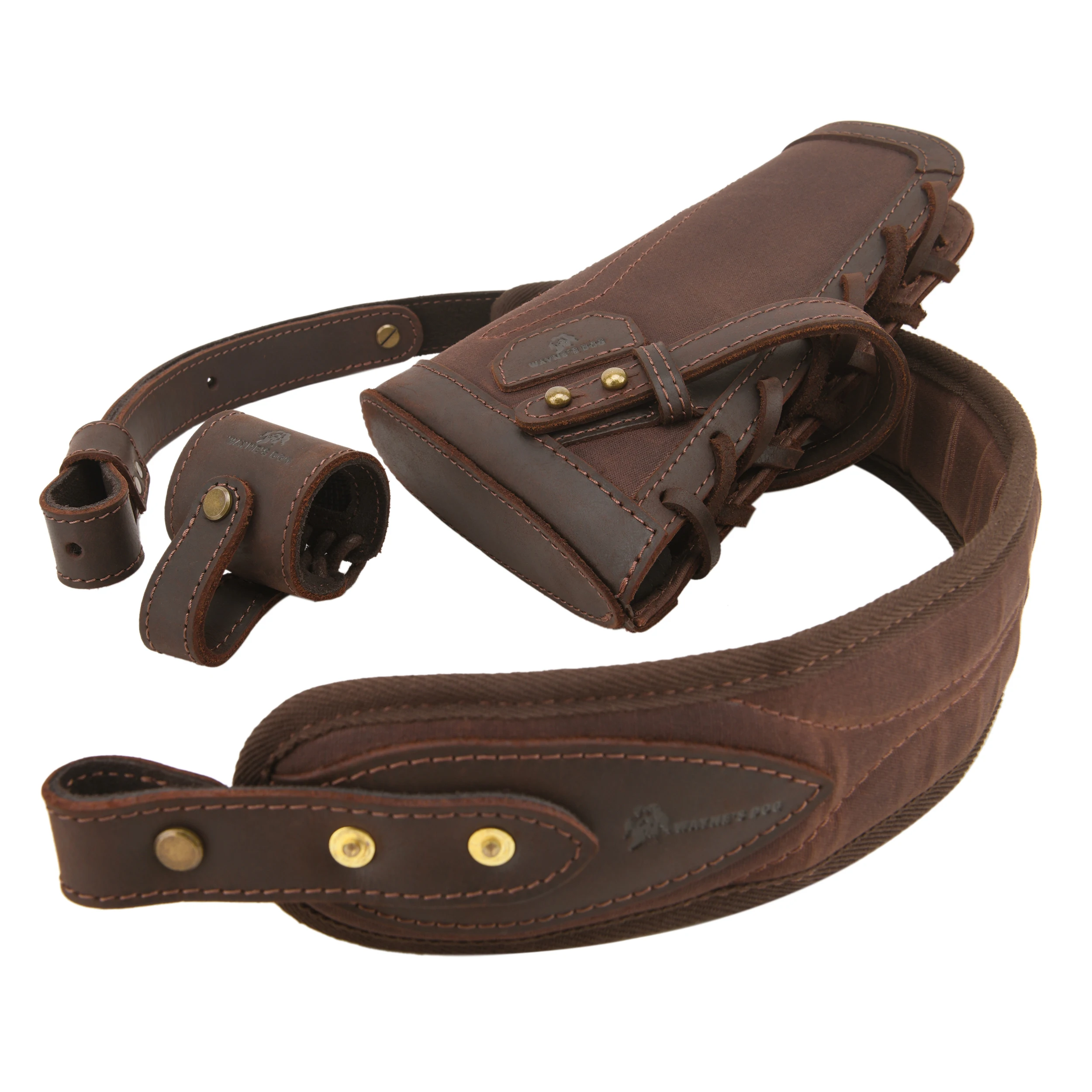 No Drilling Canvas Leather Gun Buttstock With Rifle Sling Hunting Shooting For Gun Without Swivels