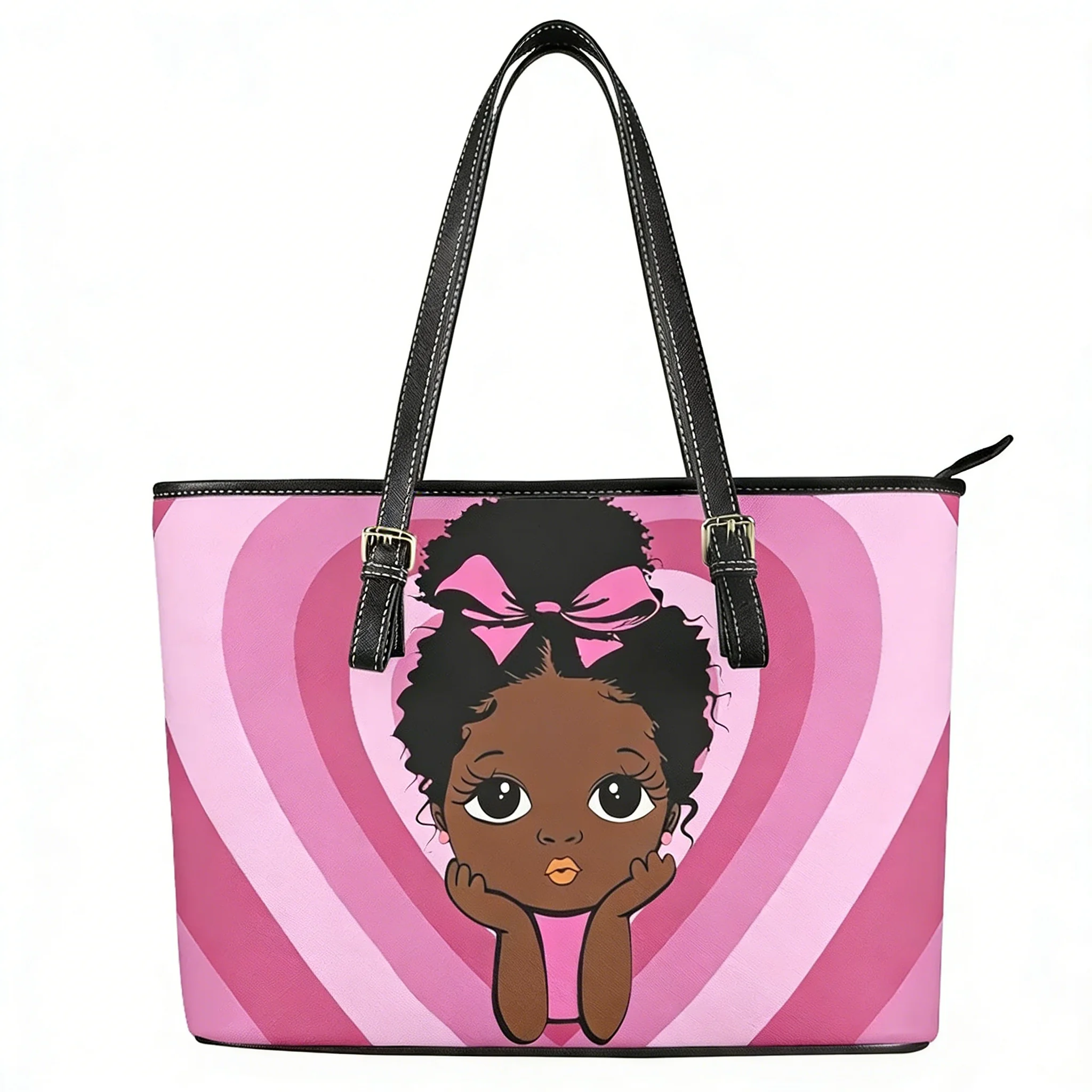 

Princess African Cute Girl Custom Handbag Womens Mens Personalized Tote Bag Shoulder Bag Business Leather Purse Travel Bag
