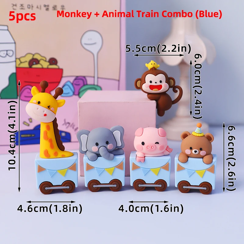 Brown Critter Train Cake Topper Affe, Giraffe, Bär, Ferkel, Elefant von Train Cake Dekorationen für Geburtstagsparty-Zubehör – Detail 12
