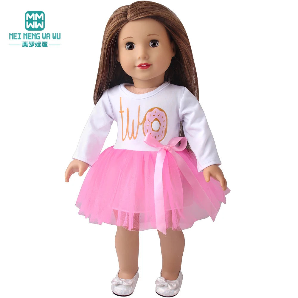Doll Clothes for 43-45cm New Born American Doll Fashion T-Shirt Overalls Princess Gauze Skirt Gift for Girls