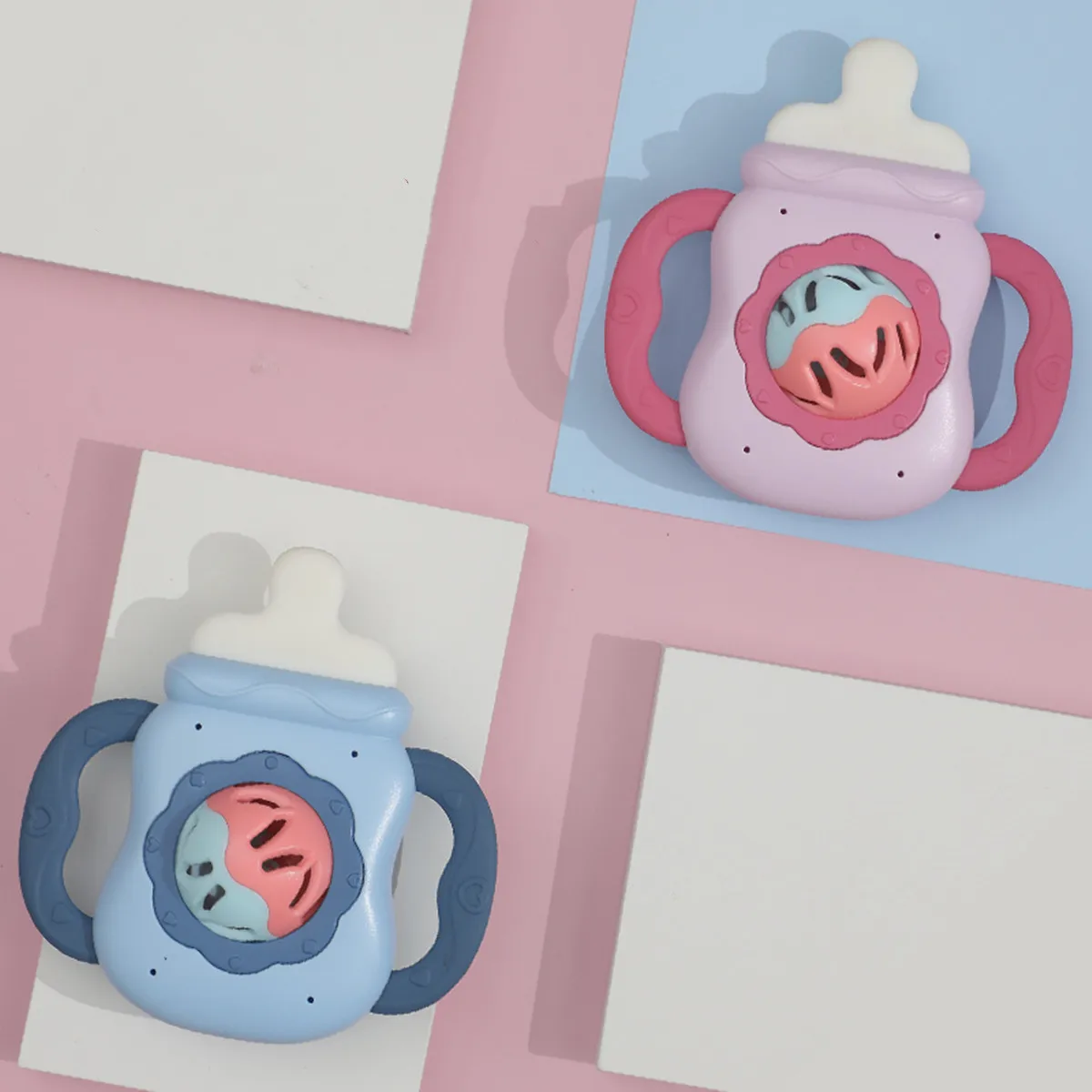 Baby Rassel Spielzeug Milch Pflege Flasche Geformt Hand Glocke Kann Getreide Und Gebissen Beißring Neugeborenen Kann Beißring Neugeborenen Geschenk