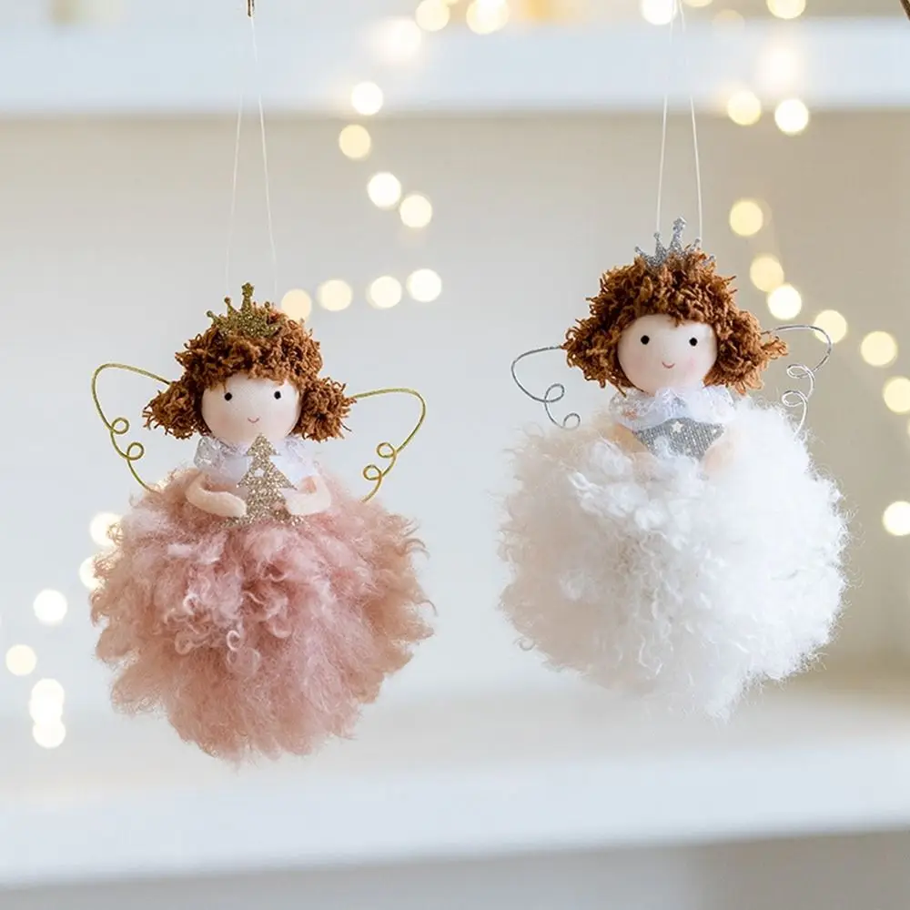 Christmas Plush Angel Girl Dolls Ornaments Xmas Tree Pendant Hanging Decoration For Home New Year Decor Supplies Kids Gifts