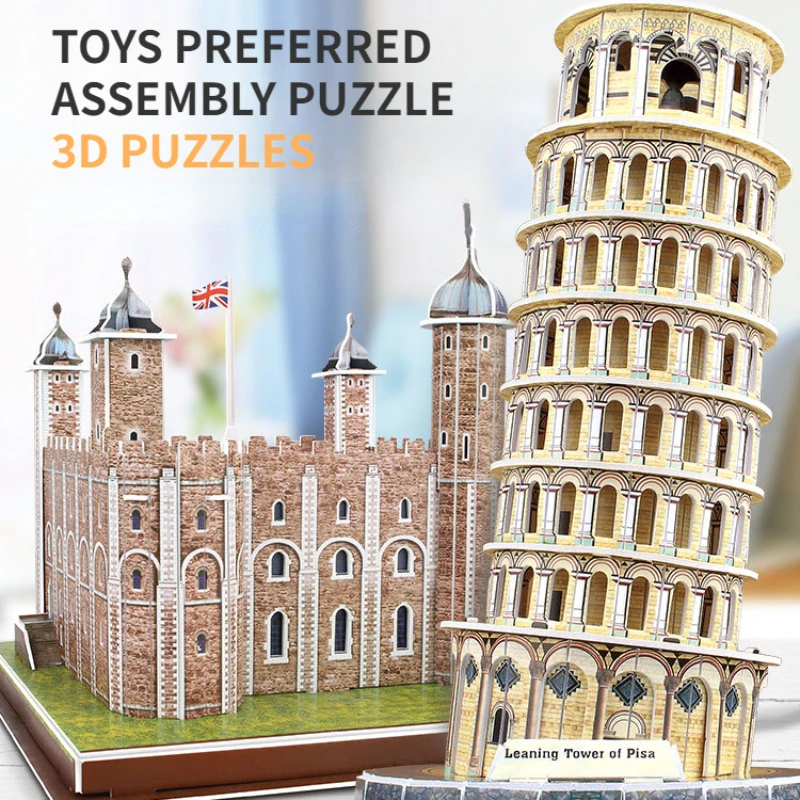 DIY Paper 3D Puzzle Model World Attractions Construction Children's DIY Intellectual Development Educational Toys For Kids