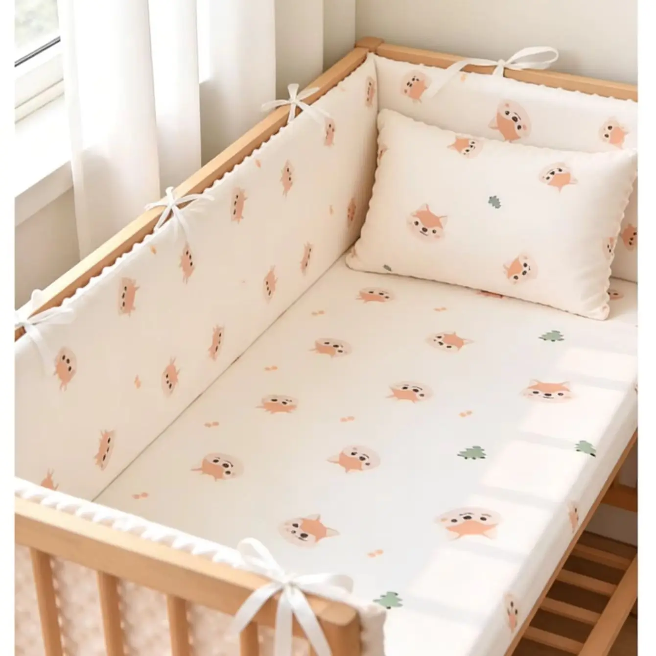 200cmベビーベッドバンパー、クッション付きベビーベッドバンパー、衝突防止幼児用ベッドレール、ベビーベッド-ベビーベッドの安全に最適、ベビーベッドバンパー