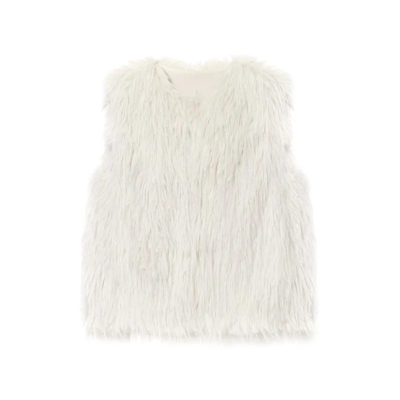 

2025 Autumn New Women's Clothing, Fashionable and Versatile Faux Fur Effect Sleeveless Vest.