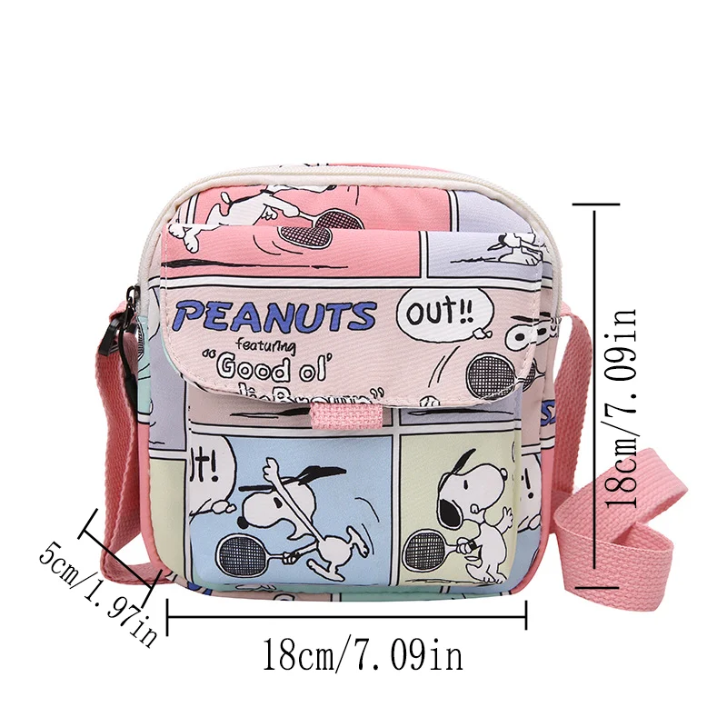 كارتون سنوبي المرأة حقائب كروسبودي نايلون حقيبة كتف صغيرة Kawaii للنساء حقيبة نسائية للعملات المعدنية محفظة كرتونية لطيفة #3