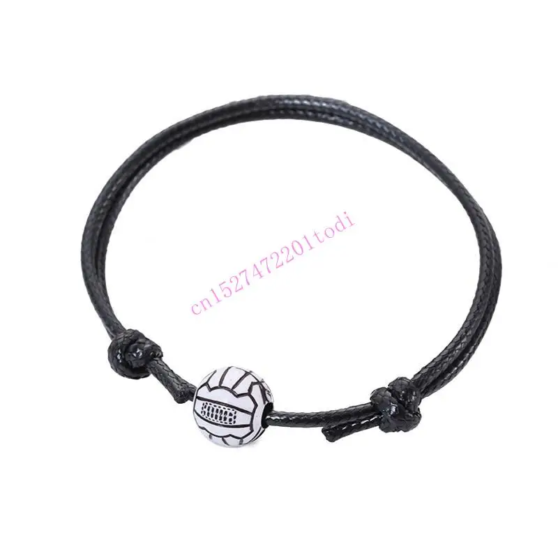 M76B Adjustable Braided Rope Bracelet with Ball Charm Basketball Bracelet for Sport