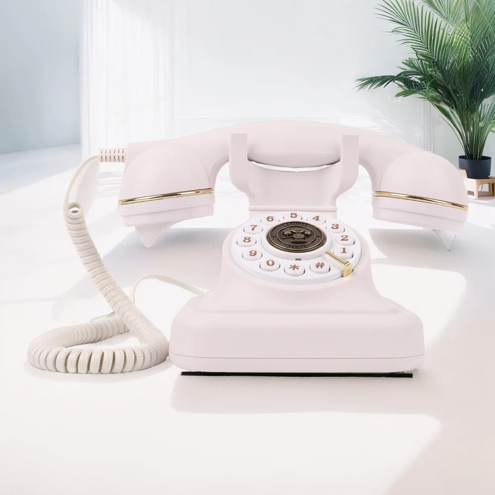 New Vintage Landline Telephone, Corded Antique Phone, Retro Rotary Dial Home Decor Phone, Old Fashion Decorative House Phones