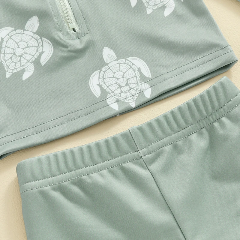 Toddler Swimming Clothing Baby Boys Summer Swimsuit 3pcs Turtle Print T-shirt with Shorts Bathing Suit Swimwear with Swim Cap