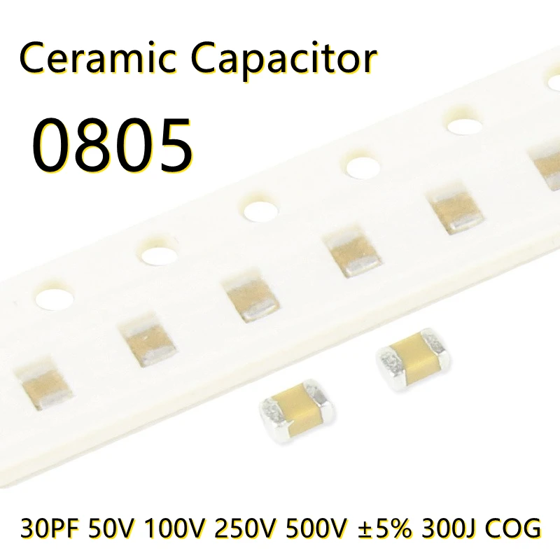 50ชิ้น30PF SMD 0805 50V 100V 250V 500V 5% ± ตัวเก็บประจุเซรามิก COG ชิป2012 IC