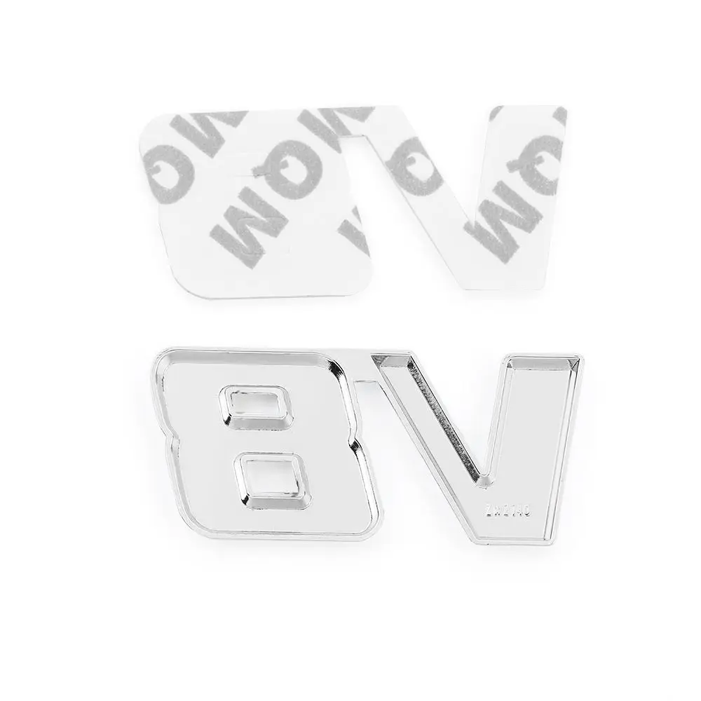 Silver Emblem Badge 4WD V6 V8 Car Sticker 3D Auto Decal Trunk Lid  Vehicle Tailgate
