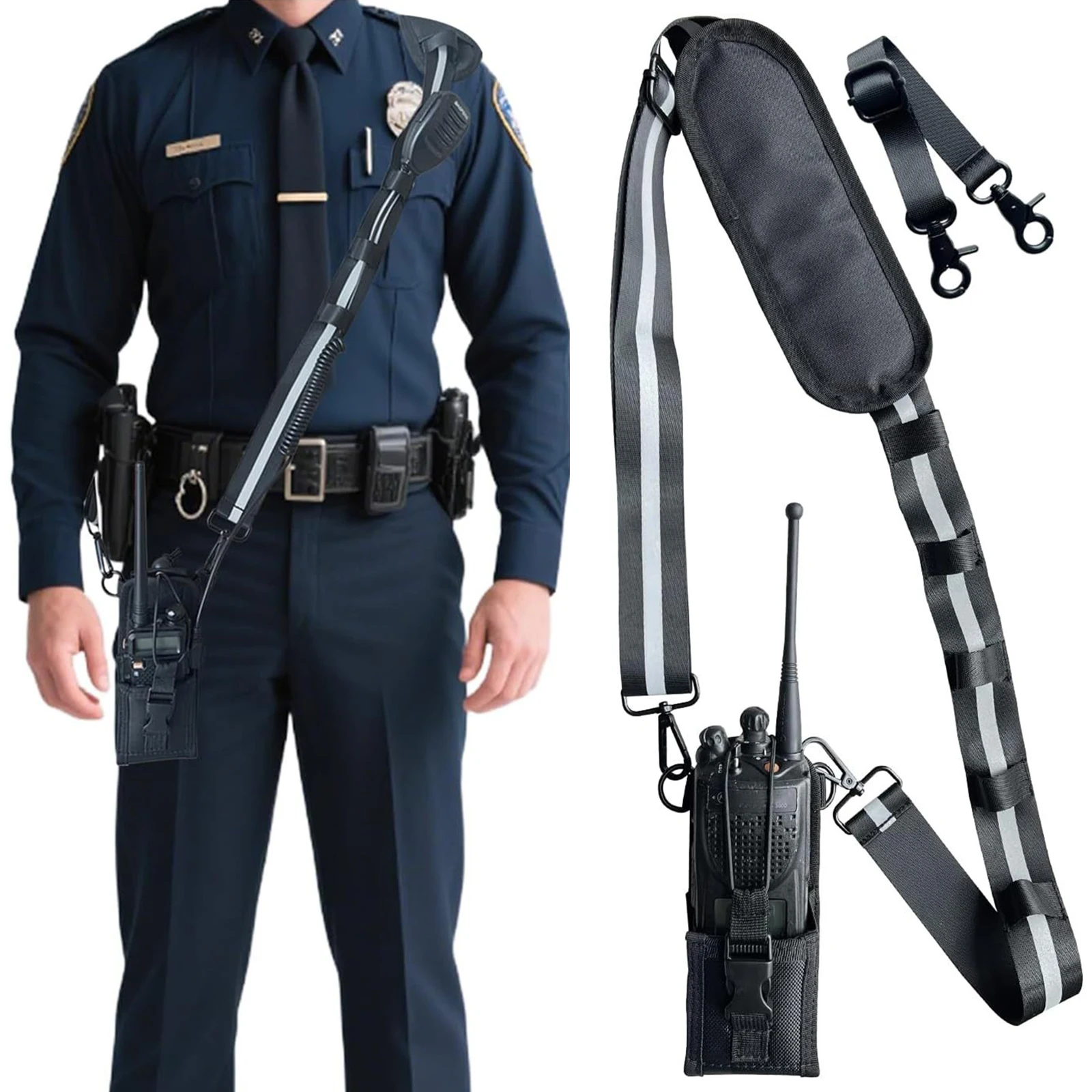 

Radio Strap Holster Anti-Sway Design Firefighter Radio Strap and Holder Featuring 3M Reflective Strips for EMT Polices