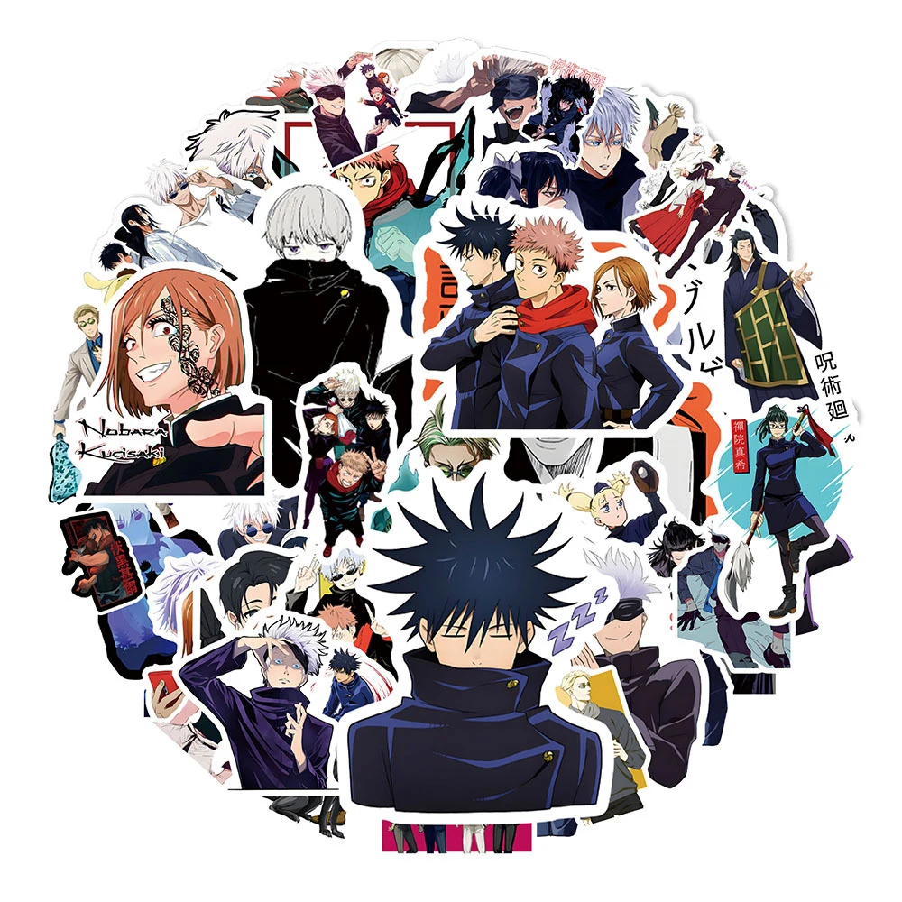 10/30/50pcs Kawaii Jujutsu Kaisen Stickers Anime Itadori Yuji Cartoon Decal Toys Graffiti Laptop Car Bike Sticker for Kid Gift