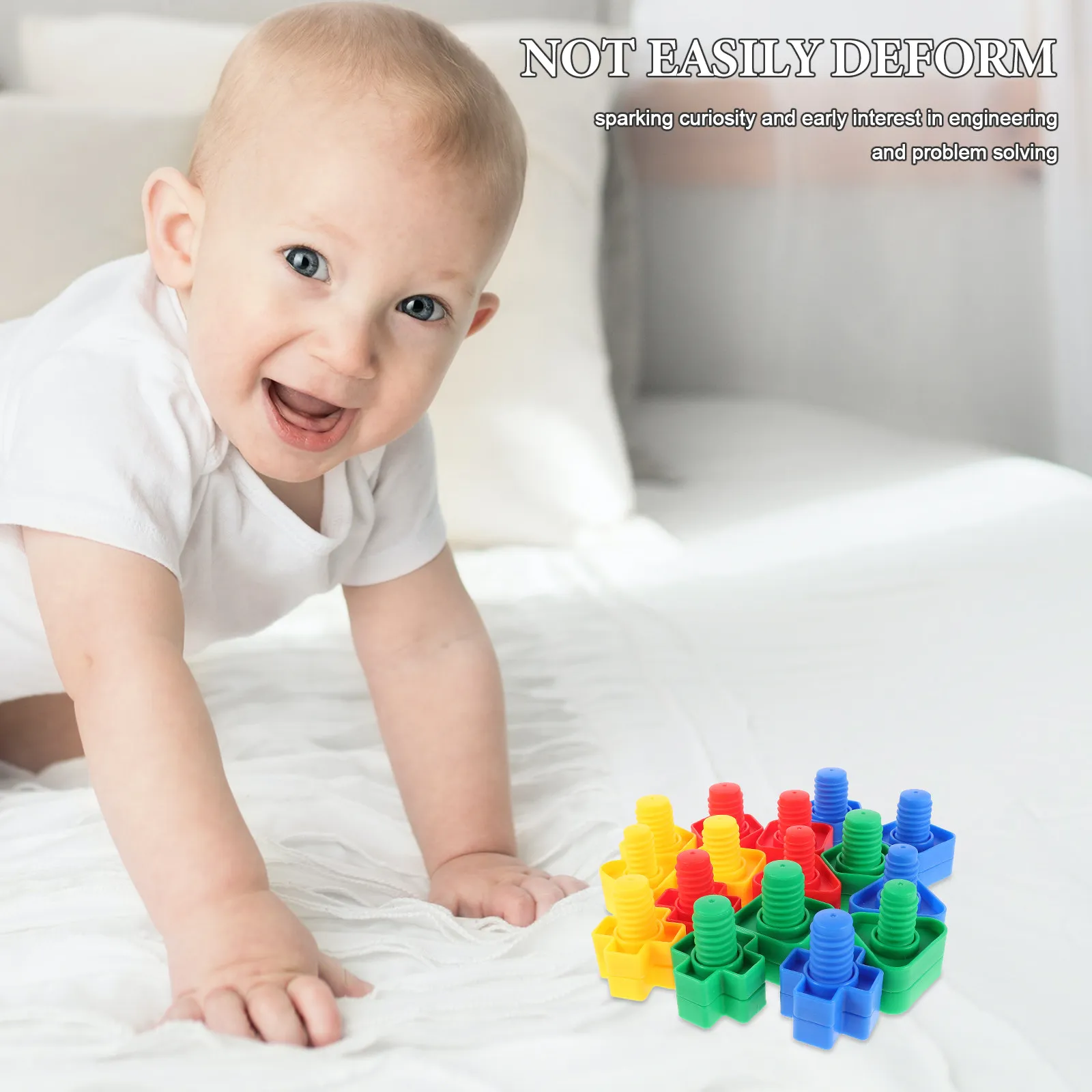 

32Pairs Large Plastic Bolts Nuts Montessori Construction Game Early Learning Stem Educational Fine Motor Skills Preschool