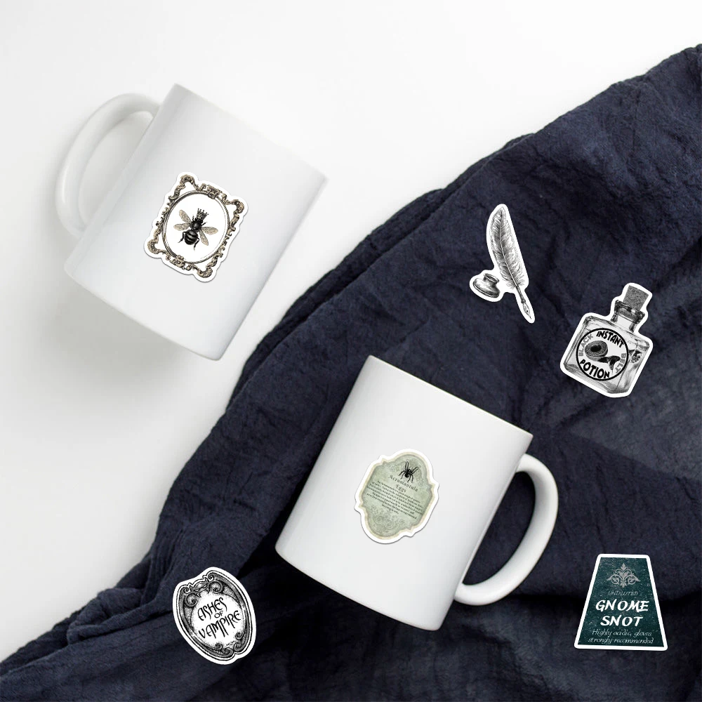 50PCS Gothic Apotheker Medikamente Label Aufkleber Scrapbooking Collage Material Skateboard Telefon Fall Gepäck Wasserdichte Aufkleber