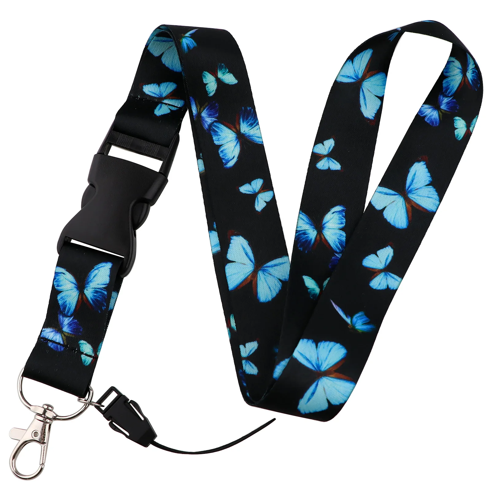 B1393 Moon Lanyard Neon Light Neck Strap for Key ID Card Butterfly Phone Straps Badge Holder DIY Hang Rope Phone Accessories