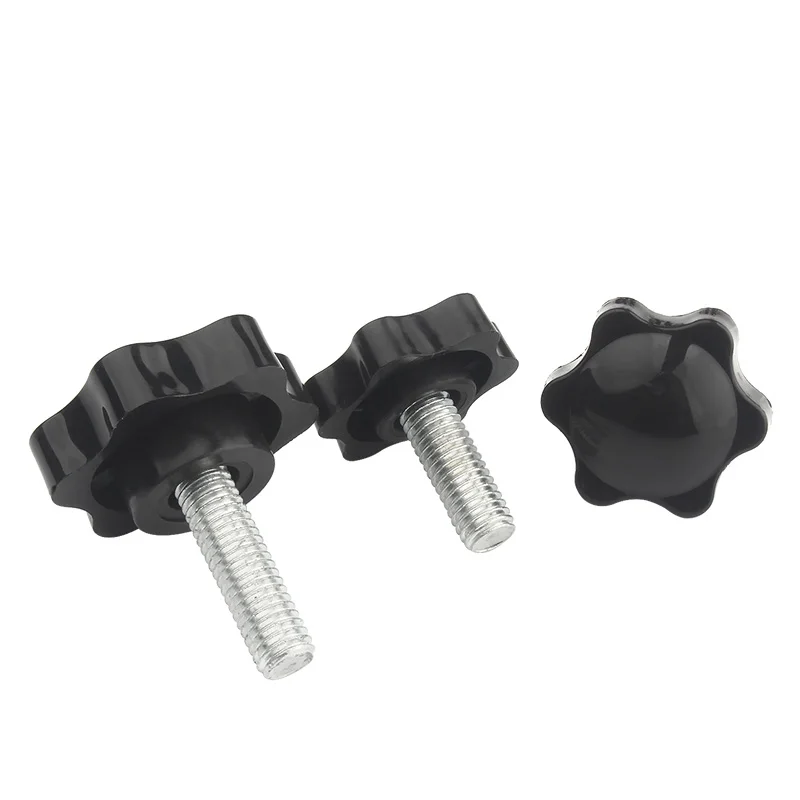 10/5/2pcs Six-Lobe Handle Thumb Screws M4 M5 M6 M8 M10 M12 Black Plastic Rosette Handle Knob Plastic Star Shape Head Screw