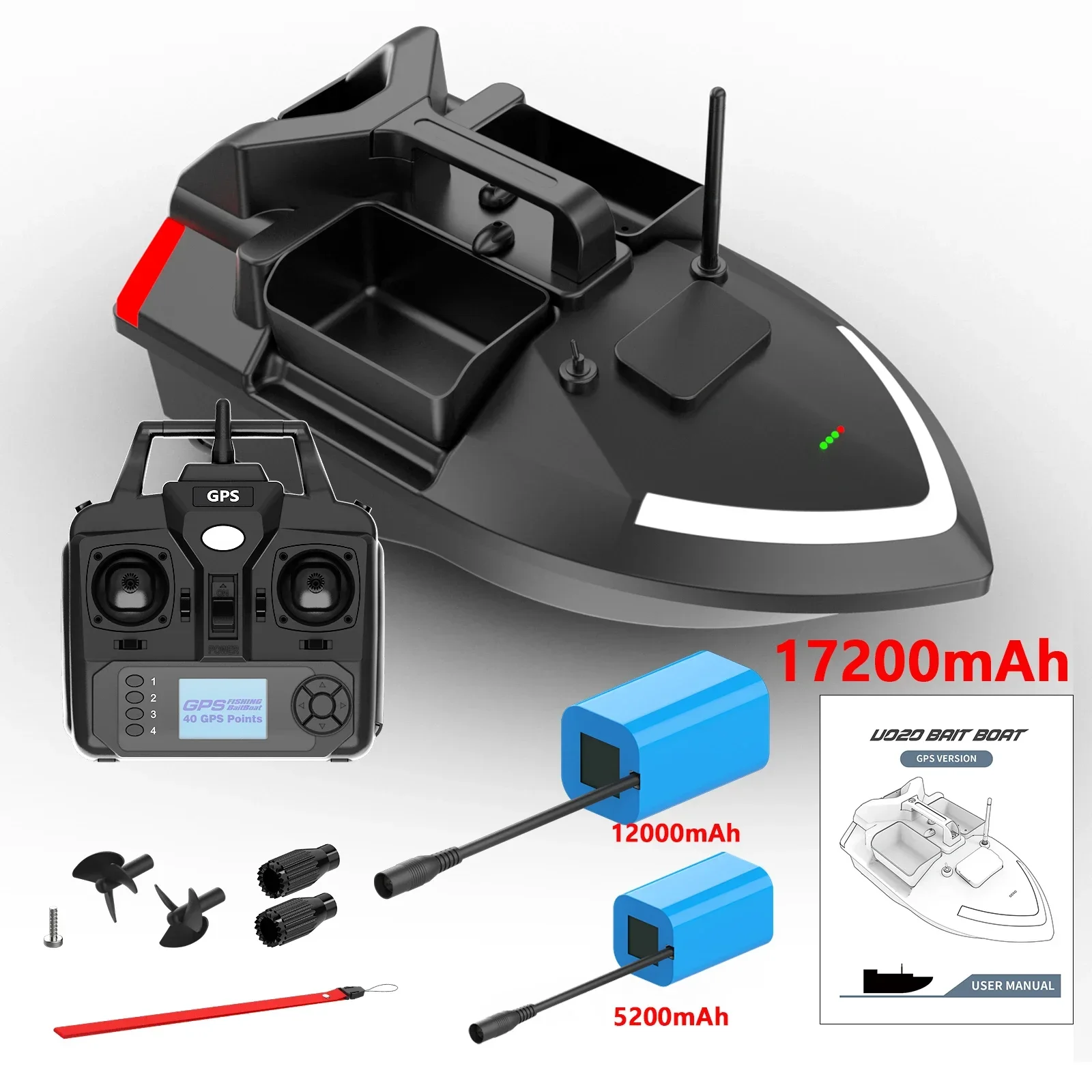 NONE VWVIVIDWORLD, GPS, 2 kg Belastung, 500 m, Nachtlicht, ferngesteuertes Fischerboot, automatische Rückkehrfunktion, VX 6