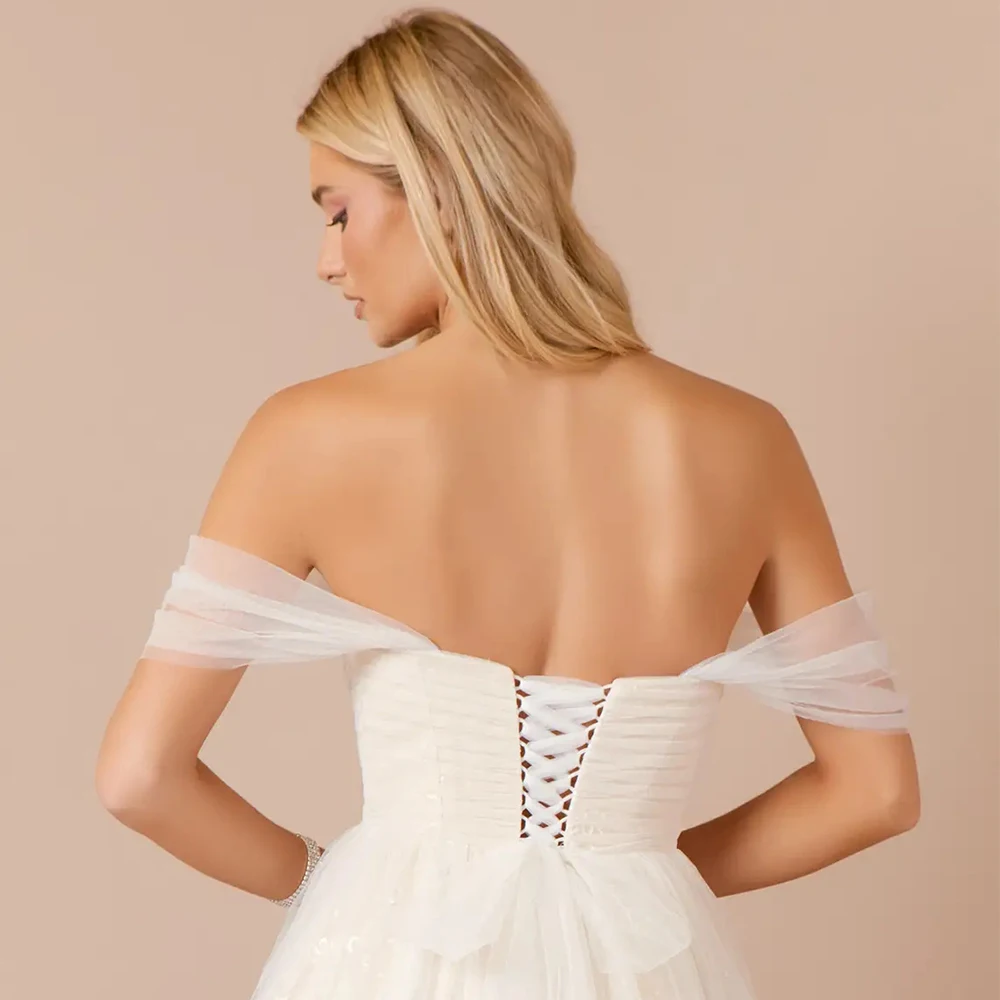 Strapless Ivoor Trouwjurken Voor Dames Off-Shoulder Bruidsjurken Met Plooi Sweep Trein Bruidsjurken 2024 Vestido De Novia