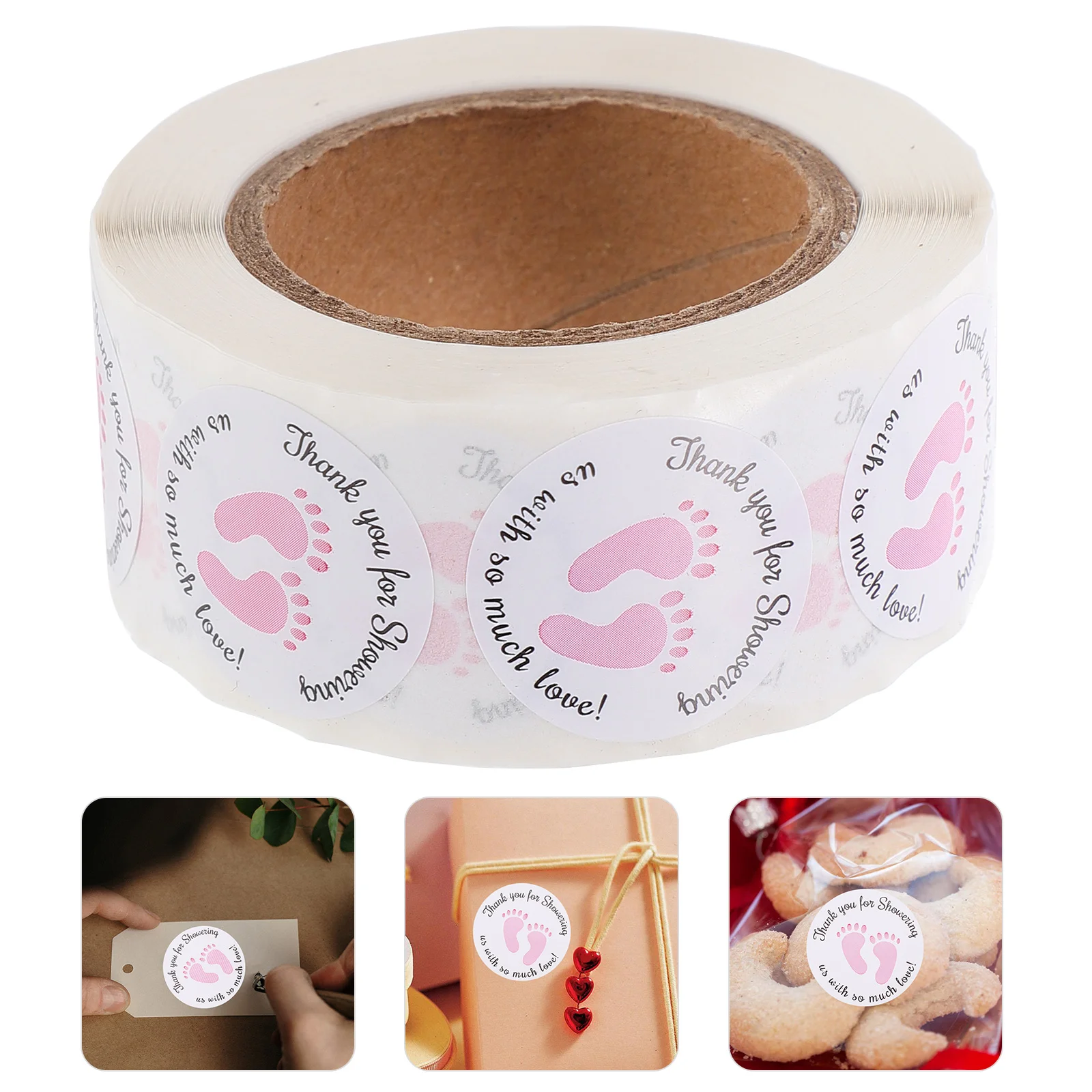 

1000 Pcs Pink Decor Adhesive Stickers Baby Shower Present Decal Gift Label Thank You Toddler