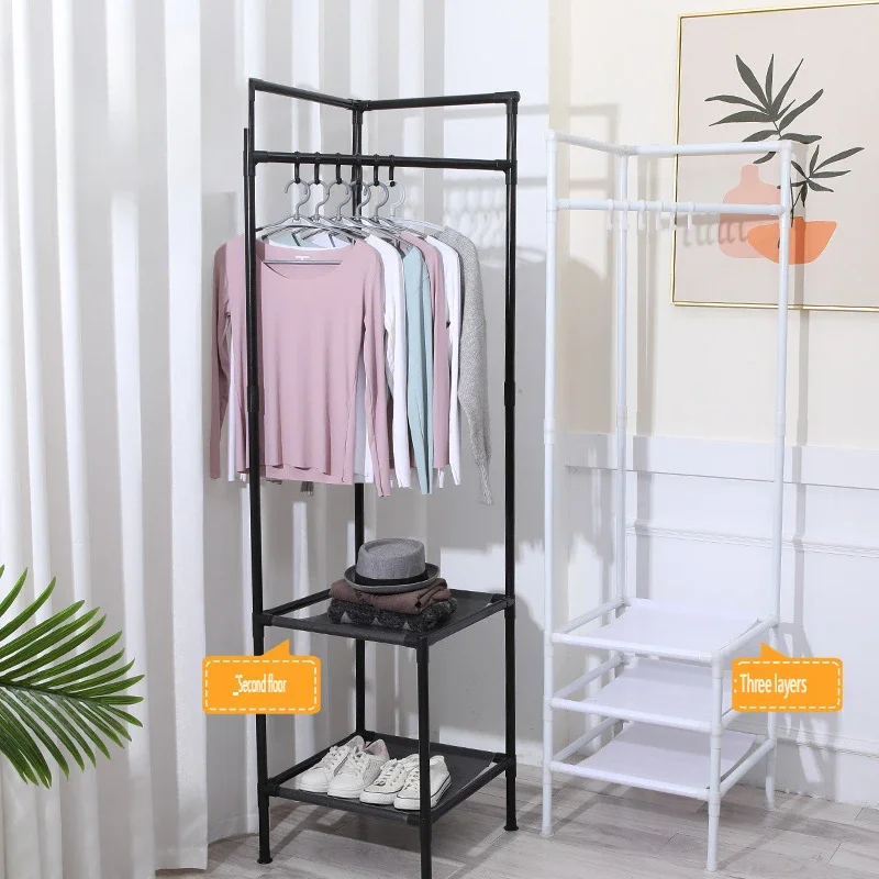 Multi-Function Clothes Rack Floor Standing Clothes Rack Coat and Hat Storage Holder Bedroom Living Room Detachable Storage Shelf