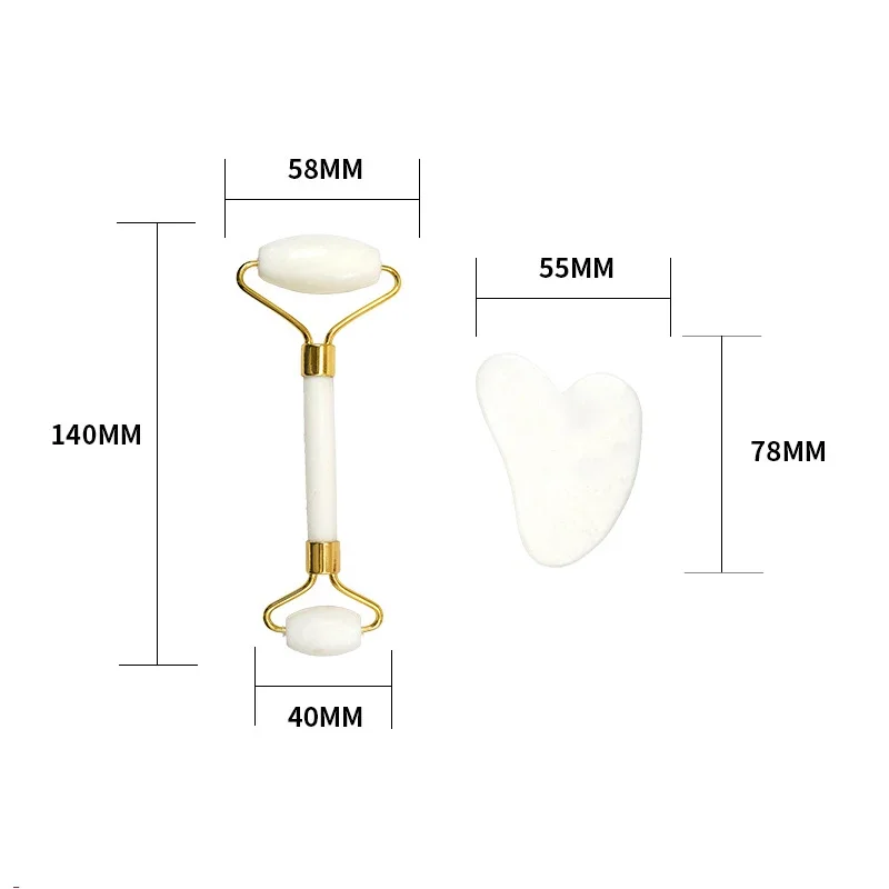 White Gua Sha Natural Jade White Quartz Roller Cellulite Massager Stone Gua Sha Set Face Massager view 6