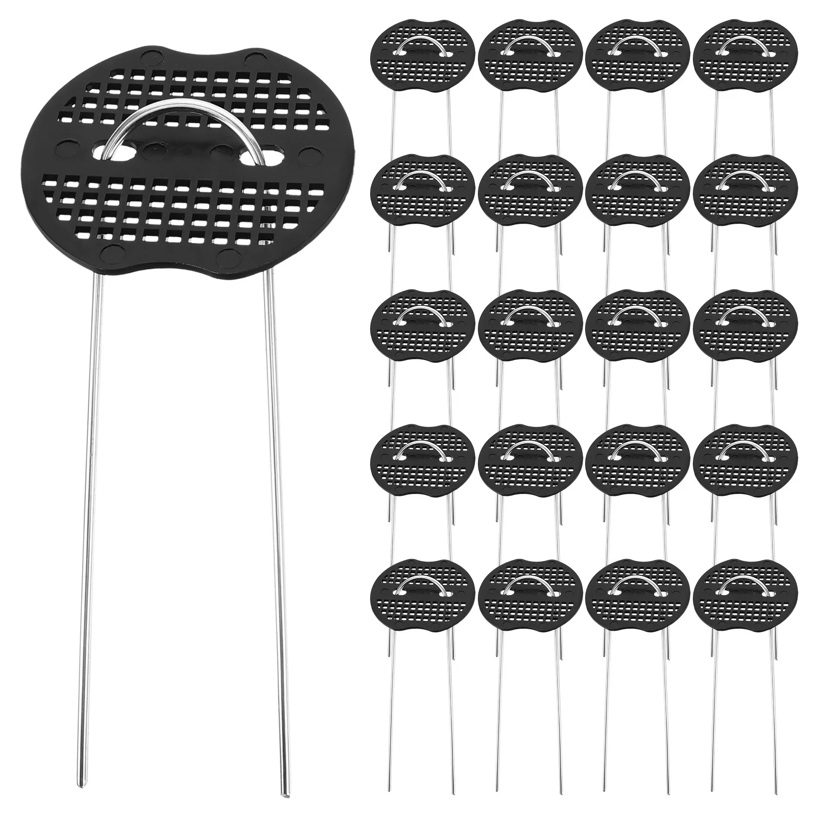 50 Sets Floor Nails Lawn Fastening Insect Net DIY Ground U-shaped Pegs Black Garden Stakes Camping Tents