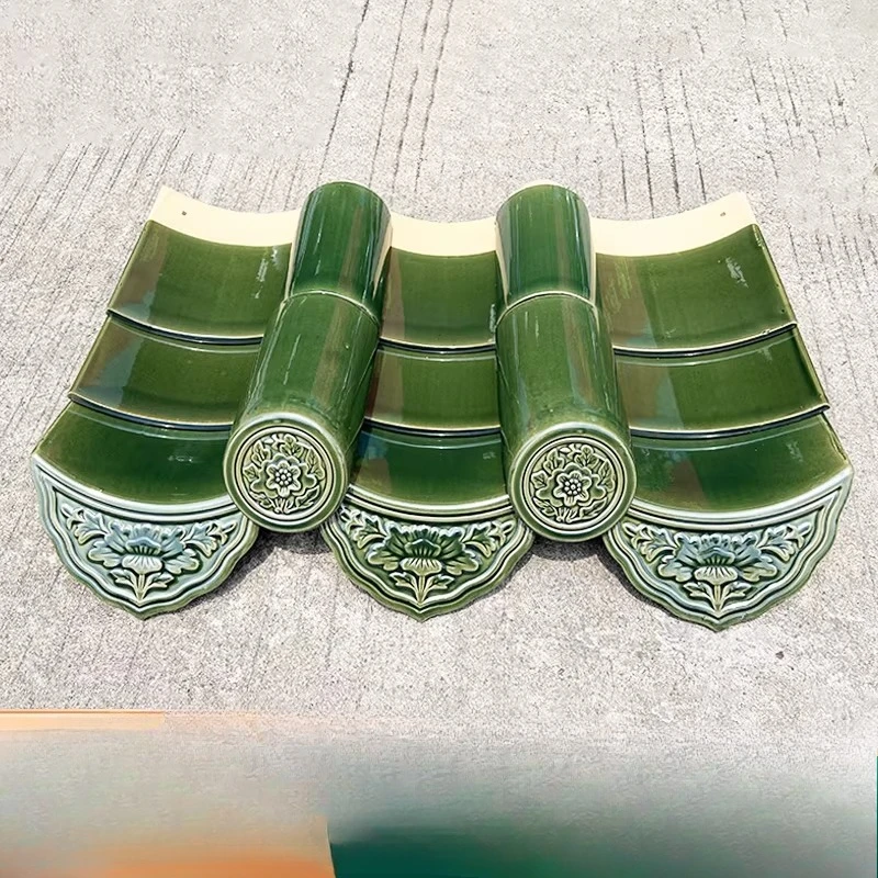 Ceramic glazed tile high temperature green antique tile roof