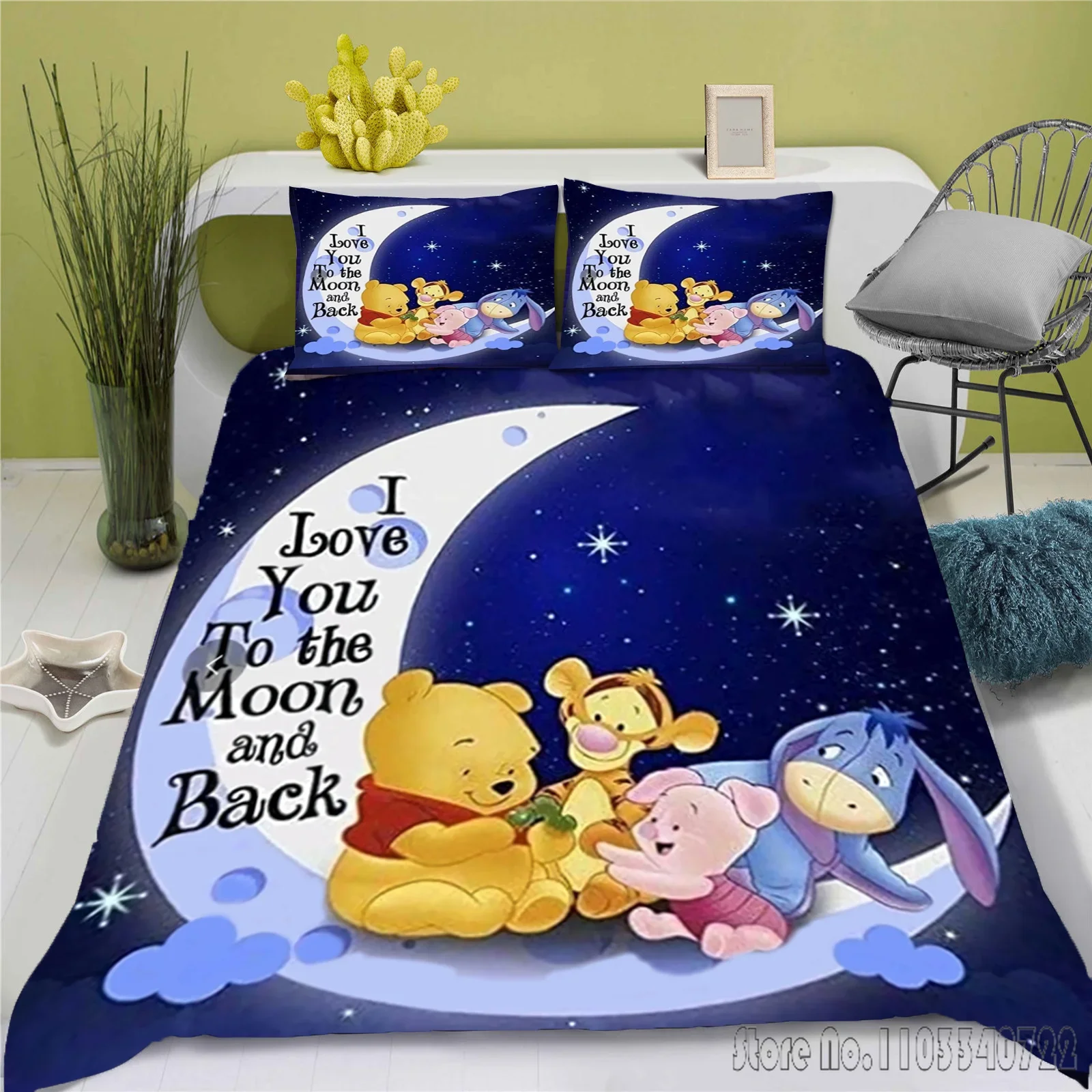 Cartoon Winnie The Pooh Duvet Cover Set HD Comforter Cover for Kids Bedding Sets Bedclothes Bedroom Decor