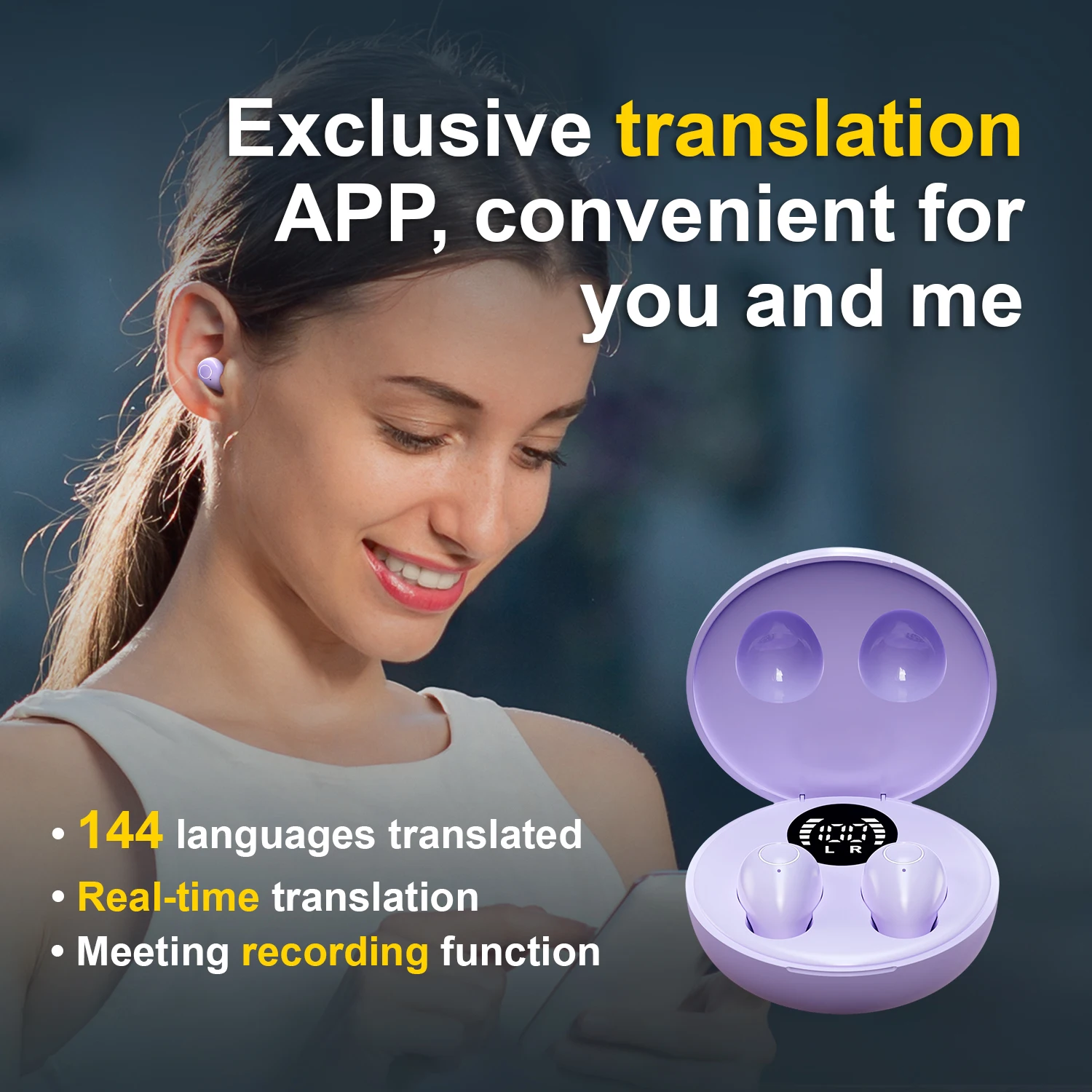 Auriculares inalámbricos con traducción en tiempo Real AI, cascos Bluetooth con reducción de ruido para Xiaomi Redmi, auriculares pequeños