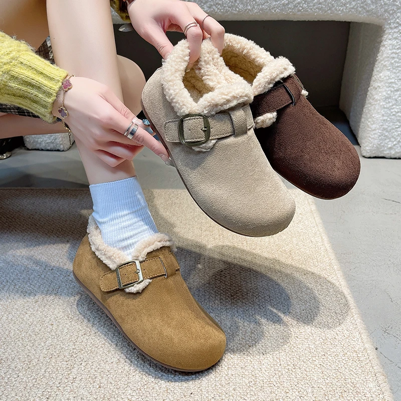 

Winter New Fashion Fur Shoes Women's Outerwear Plush Thickened One-footed Thick-soled Warm Cotton Shoes Retro Fashion Snow Boots