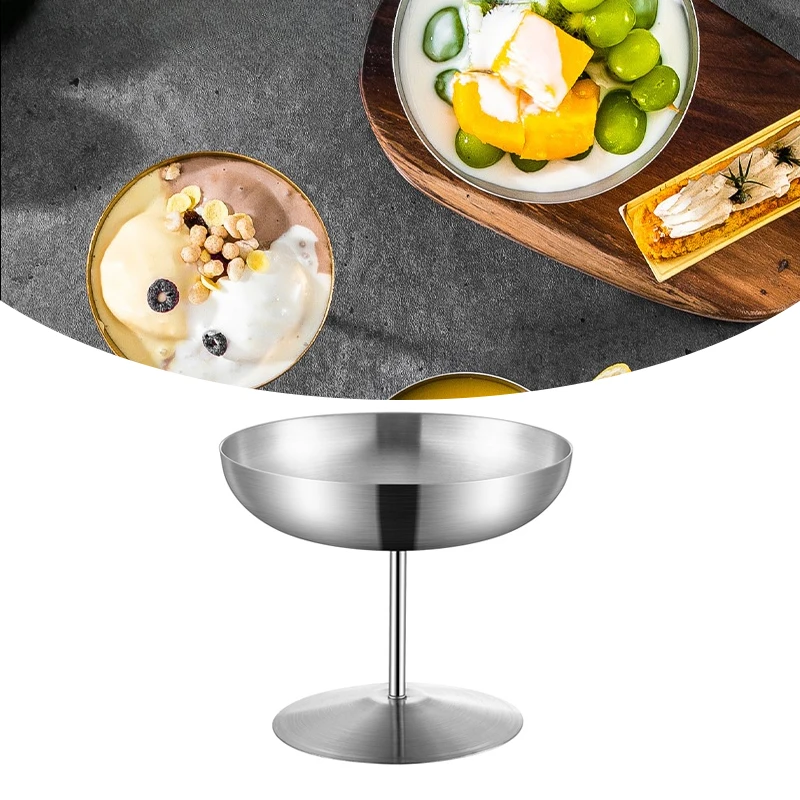 

Kitchen Stainless Steel Ice Cream Cup Dessert Sorbet Bowl Tableware Salad Cup Home Bars Summer Party Supplies