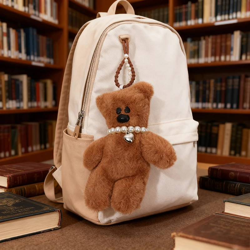 15 سنتيمتر لطيف أفخم الدب الصغير المفاتيح الفتيات على ظهره دمية قلادة لطيف سيارة كيرينغ الاطفال النساء حقيبة الملحقات مكافحة قطرة سلسلة