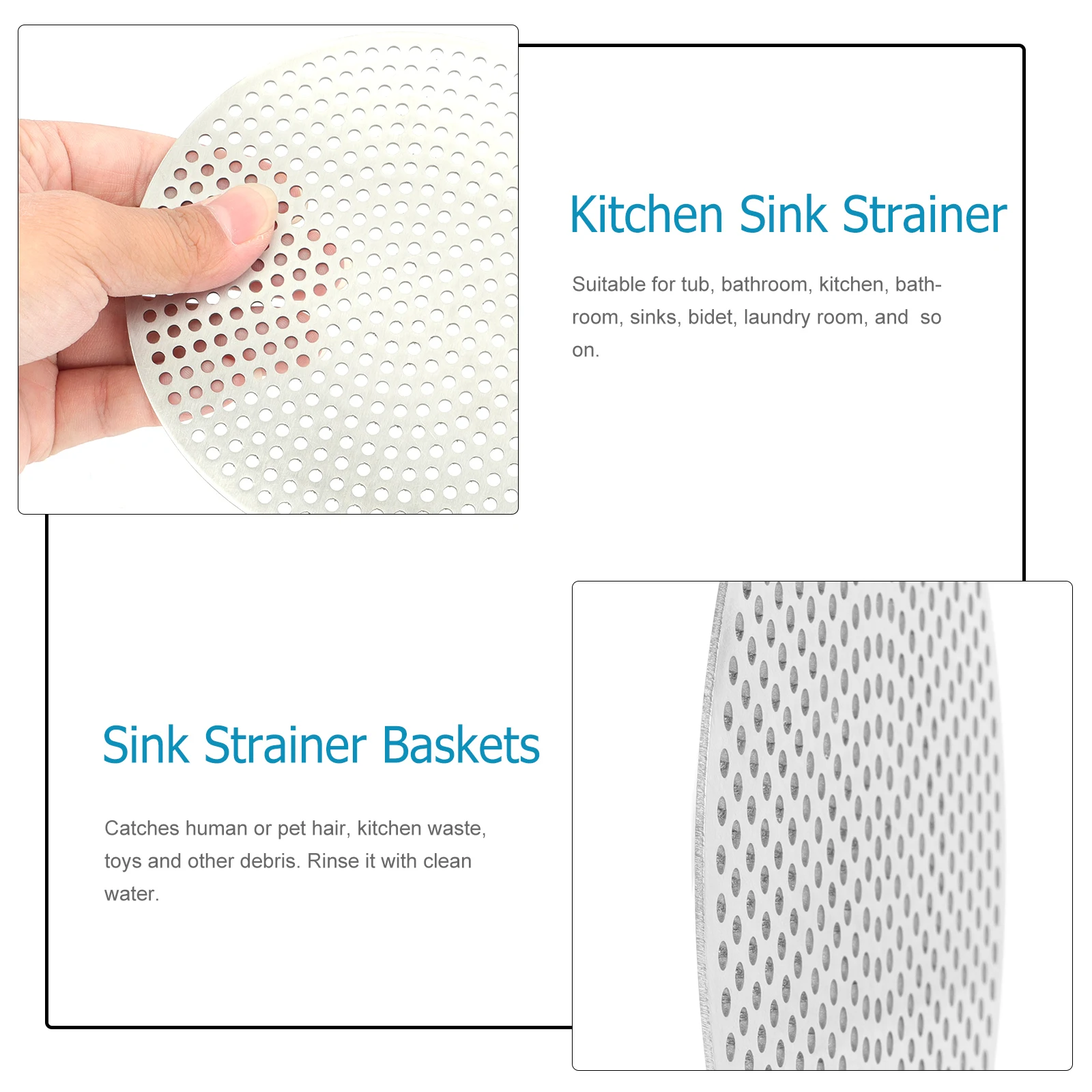 

1Pcs Stainless Steel Bathroom Drain Strainer Durable Rust Proof Kitchen Sink Hair Catcher Floor Mesh Filter Cover